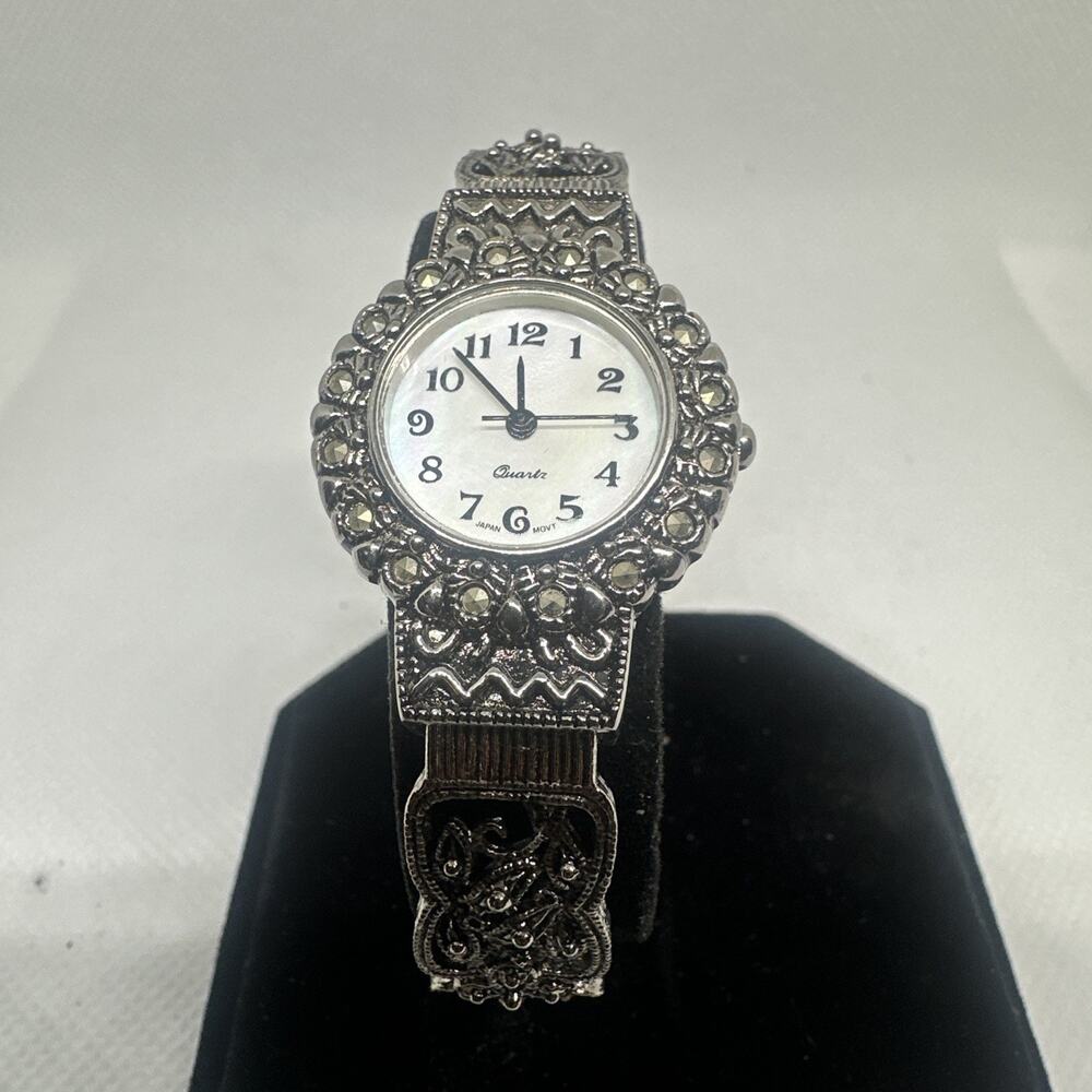 Women's Watch Silver Tone Bangle Hinged Cuff Band Analog Quartz Ladies Dress